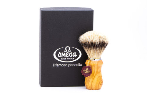 Omega 6832 Omega Super badger shaving brush – OLIVE WOOD