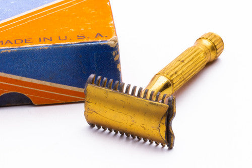 1930's Segal Gold One Piece TTO Safety Razor with Box