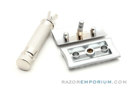 iKon Shavecraft 102 Slant on Tuckaway Handle Stainless Steel DE Razor