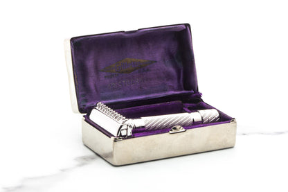 1934 Gillette Aristocrat TTO Double Edge Safety Razor Set | Rhodium Revamp