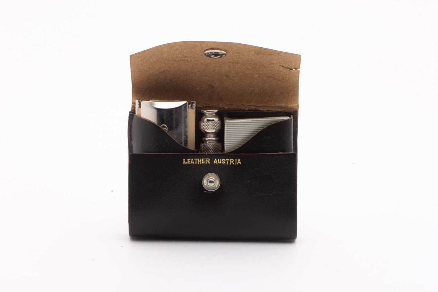 1964 J2 Gillette Ball End Tech Travel Safety Razor | Black Leather Case
