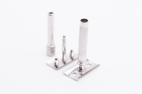 1904 Gillette Double Ring Old Type Safety Razor Set w/ Case & Blade Banks - Rhodium Revamp