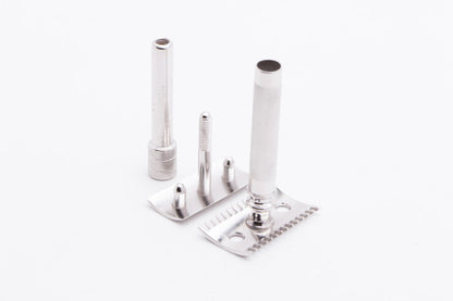 1904 Gillette Double Ring Old Type Safety Razor Set w/ Case & Blade Banks - Rhodium Revamp