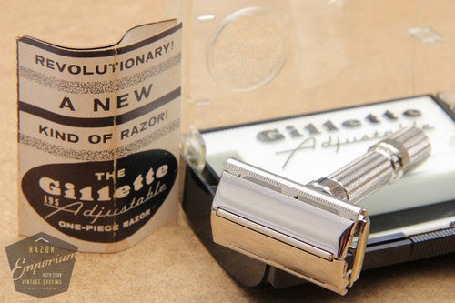 Gillette 1959 Fatboy / $1.95 Adjustable DE Safety Razor in Case - E2