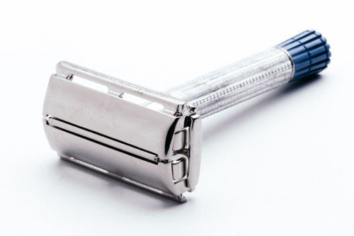 1957 C2 Gillette Blue Tip Light DE Super Speed Razor | Factory Nickel Revamp