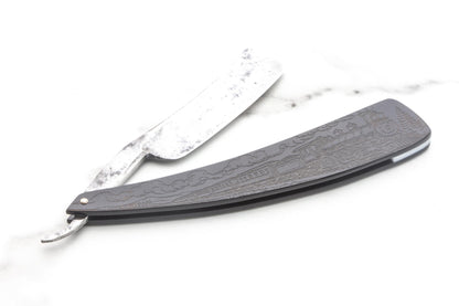 6/8" Vintage Restored Frederick's "Celebrated" Straight Razor With Custom Train Etched Scales