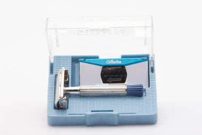 1956 B3 Gillette Blue Tip Light Double Edge Super Speed Razor Set | Original Condition