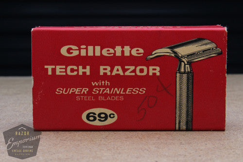 Gillette 1966 L1 Ball End Tech Razor in Red Box - New Old Stock