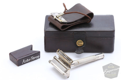 1940's Valet Auto Strop Razor Set in Black Leather Case