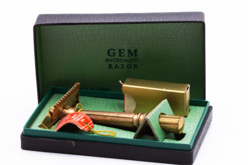 1950's Gem Micromatic Gold Single Edge Safety Razor Set