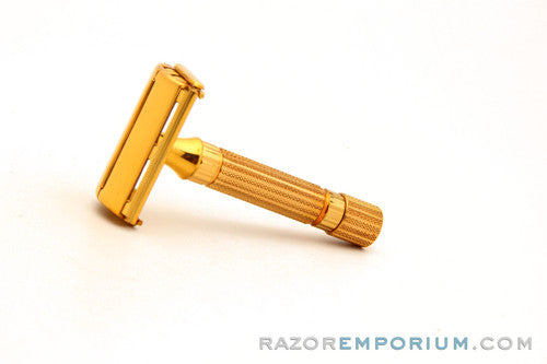 1940's Gillette Gold Aristocrat Double Edge in Maroon Case w/ Box Excellent