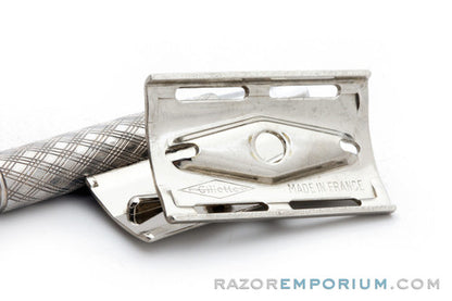 1960's Gillette Aluminum Spiral Handle Tech Safety Razor Made in France
