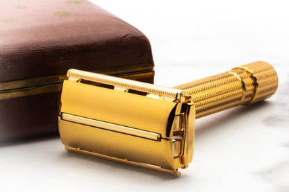 1955 A1 Gillette Diplomat Safety Razor w/ Brown Leather Case | Original Condition