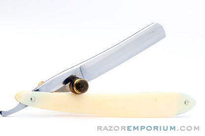 13/16'' Touron Paris Straight Razor Set | Ivory Hollow Ground Round Point | France