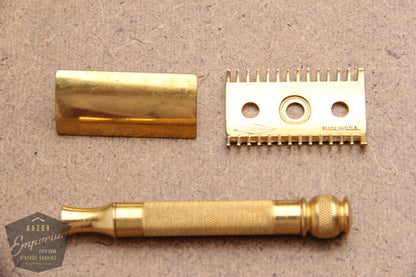 Gillette 1930's Gold Ball End Old Type Style Double Edge Razor - 3 Piece