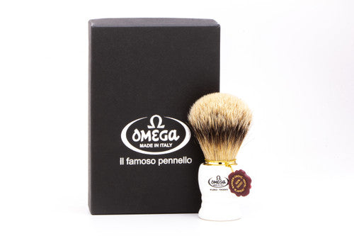 Omega 641 Super Silvertip Badger Shaving Brush - White
