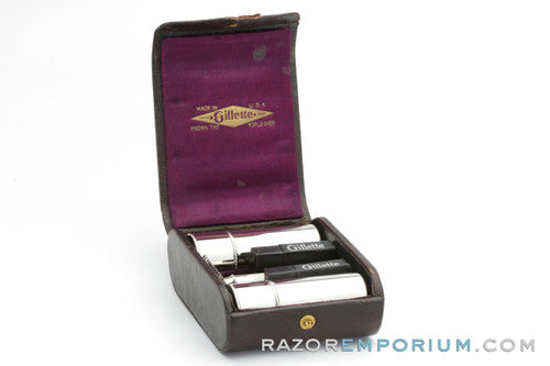 1905 Gillette Single Ring Old Type Travel Brown Combination Set Revamp