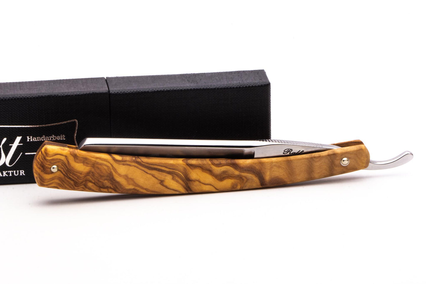 6/8" Ralf Aust Spanish Tip Straight Razor | Olive Wood Scales & Jimps