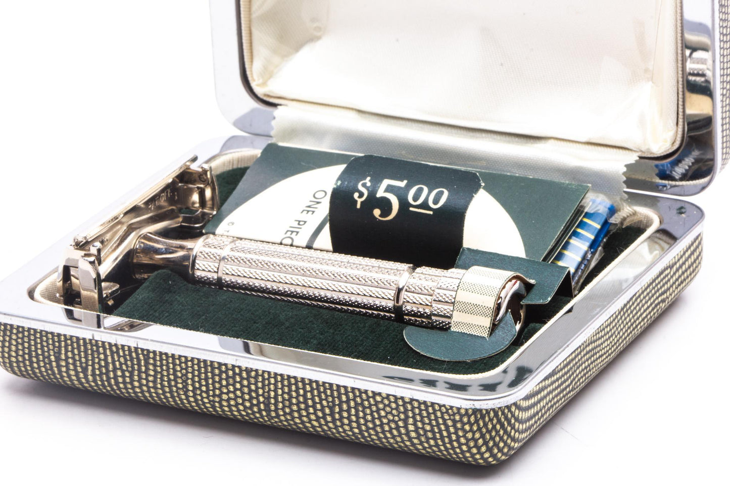 1953 Y1 Gillette President Double Edge Safety Razor Set w/ Original Cardboard Box | New Old Stock