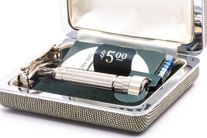 1953 Y1 Gillette President Double Edge Safety Razor Set w/ Original Cardboard Box | New Old Stock