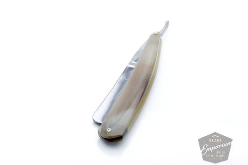 11/6" Moss's Stanley Round Tip Straight Razor | Handcrafted Custom Blonde Horn Scale