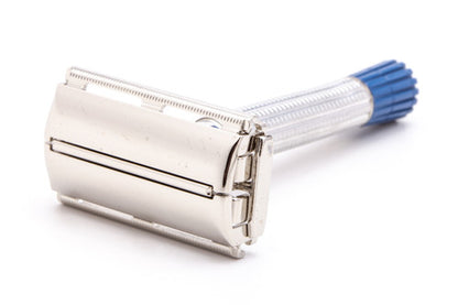 1957 C3 Gillette Blue Tip Light DE Super Speed Razor | Nickel Revamp