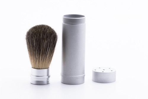 Traveling Shave Brush In Metal Container