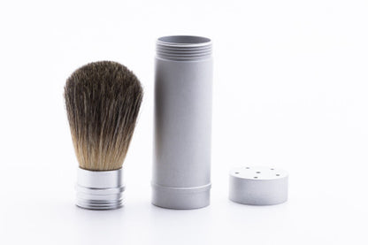 Traveling Shave Brush In Metal Container