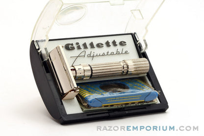 1958 Gillette Fatboy Adjustable Double Edge in Original Black Case D4