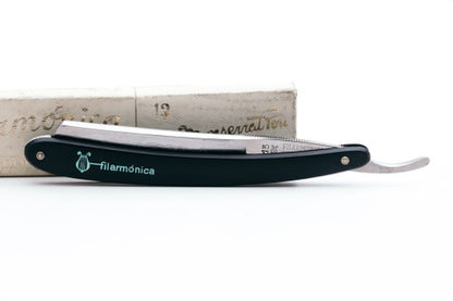 6/8" Filarmonica Doble Temple #13 Straight Razor w/ Coffin & Black\Teal Scales| Spain