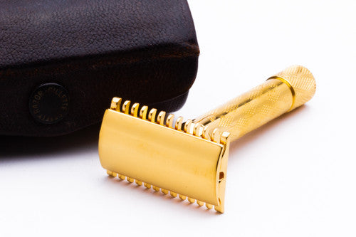 1930's Gillette NEW Deluxe "Cruiser" DE Safety Razor Set 24K Gold Revamp