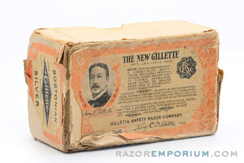 1922 Gillette Silver NEW Bostonian Safety Razor Set in Orig. Box - Excellent