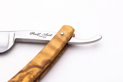 6/8" Ralf Aust Spanish Tip Straight Razor | Olive Wood Scales & Jimps