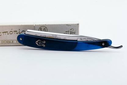 7/8" Filarmonica Doble Temple #14 Straight Razor w/ Coffin & Blue Scales| Spain