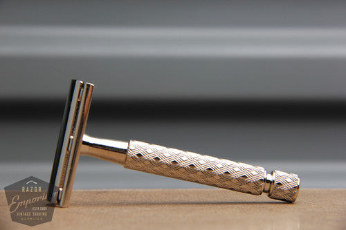 Gillette 1959 Spiral Handle Ball End Tech Brass Safety Razor - Made in USA* Revamped in Nickel