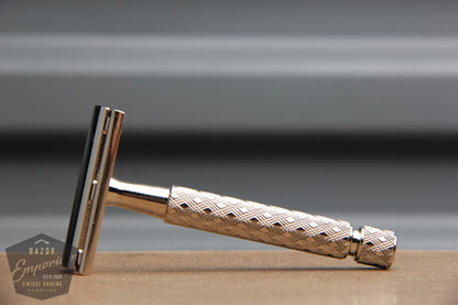 Gillette 1959 Spiral Handle Ball End Tech Brass Safety Razor - Made in USA* Revamped in Nickel