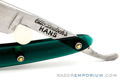 5/8" Otto Deutsch Sohne  Original Translucent Green Scales Straight Razor | Solingen, Germany