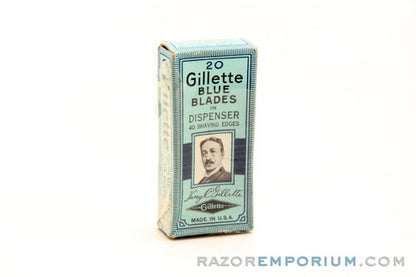 Gillette Blue Double Edge DE Dispenser (20) New Old Stock Razor Blades