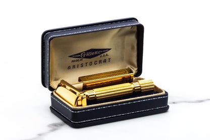 1946-47 Gillette Gold Aristocrat Double Edge Safety Razor  | 24K Gold Revamp