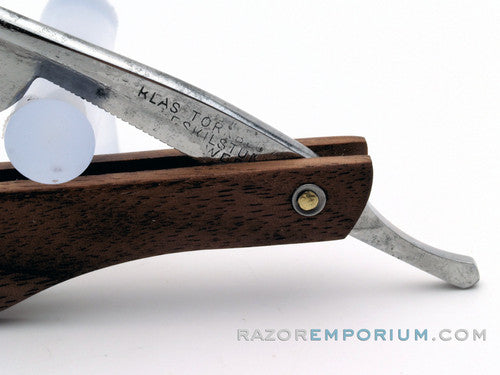 4/8'' Klas Tornblom Faux Frameback Straight Razor w/ Black Walnut Scales