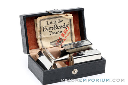 1930's Ever-Ready American Safety Razor Co. 1912 Style Single Edge Safety Razor in Black Leather Box