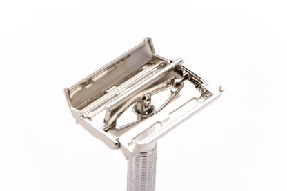 1957 C4 Gillette Blue Tip Light DE Super Speed Razor | Factory Nickel Revamp