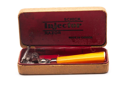 1940's Schick Injector Bakelite Handle in Brown Case| Original Condition