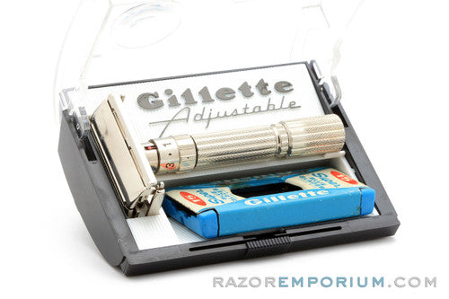 1961 Gillette Fatboy Adjustable Double Edge in Original Black Case