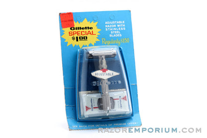 1965 Gillette Slim Adjustable DE Safety Razor - New Old Stock