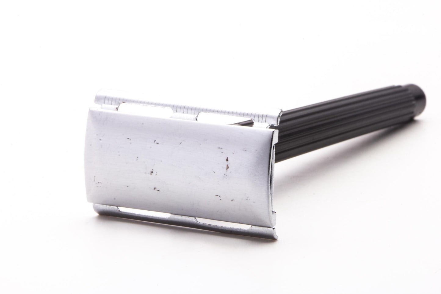 Three Piece Double Edge Safety Razor With Black Plastic Handle | Original Condition