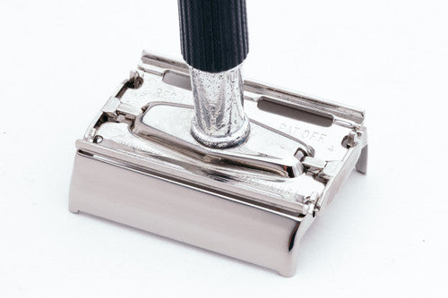 1970 P4 Gillette Black Handle Super Speed DE Safety Razor | Factory Nickel Revamp