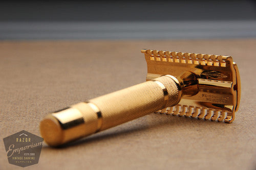 Gillette 1930's Bar Handle Long Comb "NEW" DE Safety Razor * 24K Gold REVAMPED