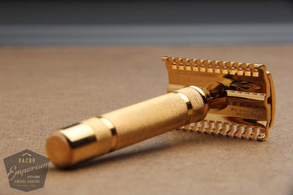 Gillette 1930's Bar Handle Long Comb "NEW" DE Safety Razor * 24K Gold REVAMPED