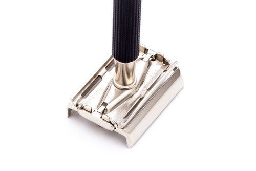 1966 L3 Gillette Black Handle Super Speed Safety Razor | Factory Nickel Revamp